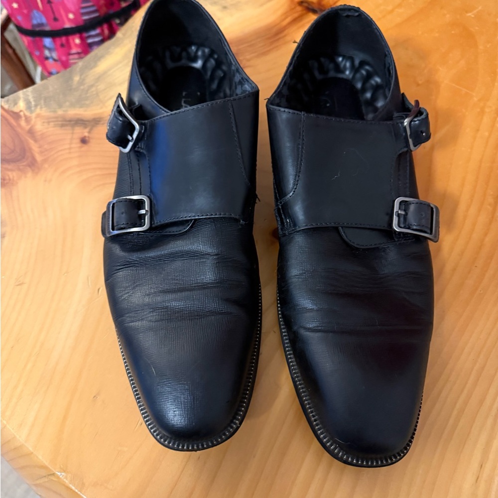 Karl Lagerfeld Black Double Monk Strap Shoes